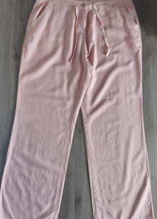 Брюки штаны розовые лён размер 52