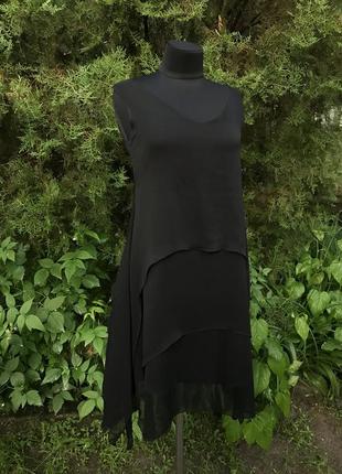 Французьке спадаюча тканина багатошарове чорне маленьке плаття вечірнє4 фото