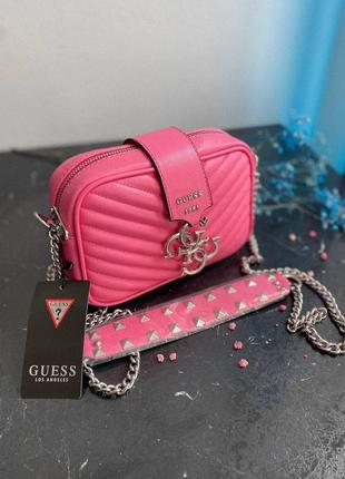 Шикарная женская сумка guess mini pink розовая6 фото