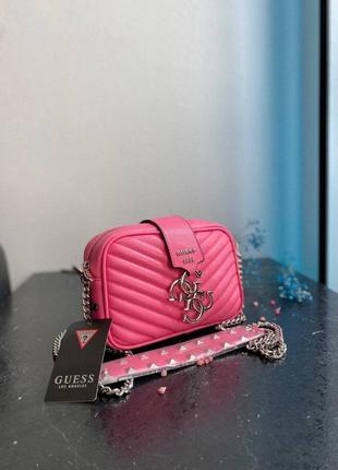 Шикарная женская сумка guess mini pink розовая7 фото