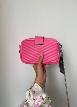 Шикарная женская сумка guess mini pink розовая8 фото