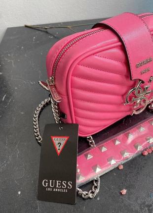 Шикарная женская сумка guess mini pink розовая4 фото
