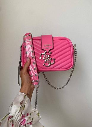 Шикарная женская сумка guess mini pink розовая3 фото