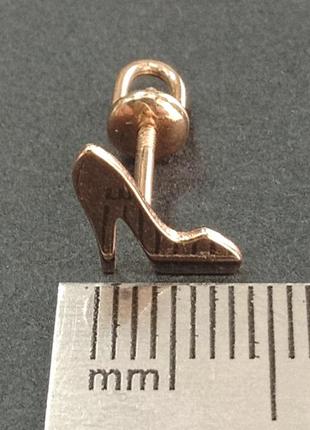 Золота сережка пусет туфелька, вага 0.70 - арт 9702189064 фото