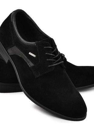 Туфли мужские замшевые классика черные (натуральная замша) на шнурках весна/лето/осень 2021