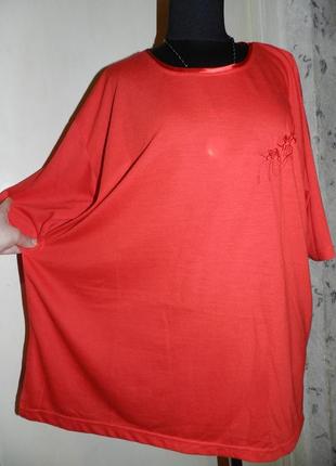 Трикотажная,футболка с изящной вышивкой розами,большого размера,батал,germany2 фото