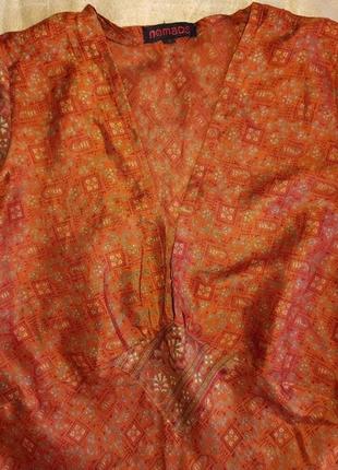 Шёлковое платье/сарафан длины миди с декольте в стиле бохо в орнамент nomads10 фото