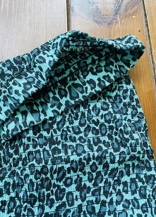 Юбка зелено голубая с леопардовым принтом2 фото