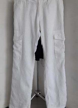 Стильні лляні брюки карго від h&m,32, m