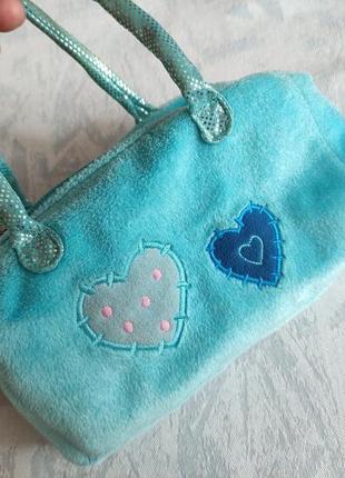 Красивая детская сумка плюшевая с сердечками