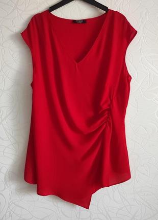 Червона ошатна асиметрична блузка розмір 20 від george3 фото