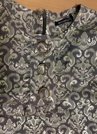 Платье туника удлиненная блуза рубашка без рукавов хаки гобелен вензелей, 12/40 (1297)6 фото