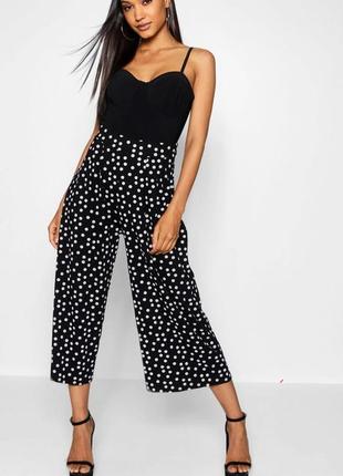 Брюки-юбка кюлоты в горошек