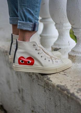 Жіночі кеди конверс converse des garcons white high,  кеды конверс