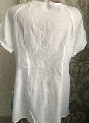 Туника вышиванка блуза блузка пляжная белая вышитая выбитая красивая модная италия3 фото