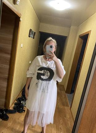 Сукня туніка фатин спідниця one size1 фото