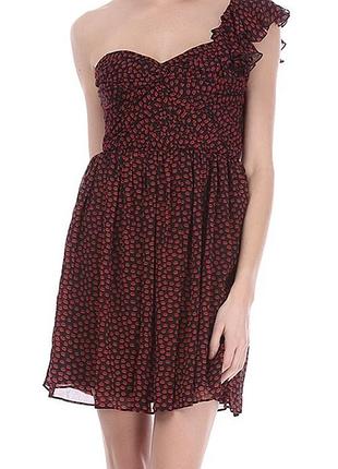 Платье mango в губки губы на одно плечо стильное модное необычное вечернее коктейльное