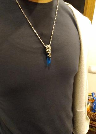 Кулон "зуб дракона", с цепочкой, металл, стильное украшение для парня