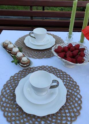 Підставка під гаряче, в'язана серветка, підставка під тарілки, ажурна серветка.