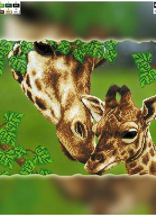 Схема для вышивки бисером на холе а3 (26х36) см (жираф, мама и ребенок)1 фото