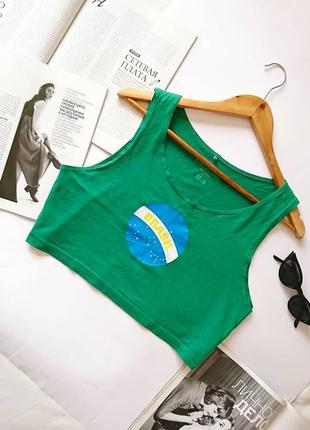 Стильний котоновий кроп-топ/топ "brazil 🇧🇷 " collection від chicoree, на р. xs/s