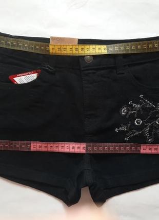 Шорты джинсовые kiabi с вышивкой черные 10-14 лет7 фото