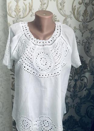 Красива блуза біла блузка прошва бавовна вибита вишита шиття рішелье3 фото