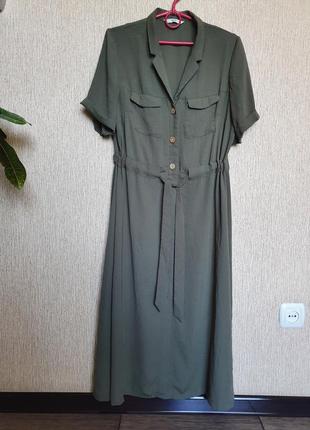Стильное платье-рубашка на пуговицах с короткими рукавами и поясом на талии george