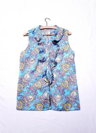 Льняная блузка рубашка удлиненная с рюшами р 42