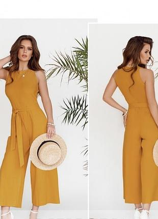 Привлекательный льняной комбинезон  🧡4 фото