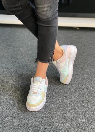 Женские кроссовки nike air force 1 shadow yellow multi,кроссовки найк аир форс мульти желтый с голубым шнуровка9 фото