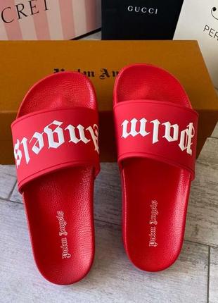 Шлепки  шлепанцы palm angels sliders logo red8 фото