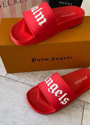 Шльопанці шльопанці palm angels sliders logo red2 фото