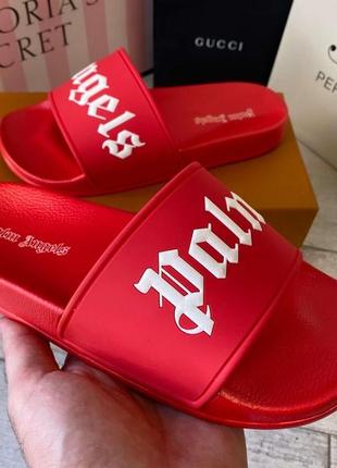 Шлепки  шлепанцы palm angels sliders logo red5 фото