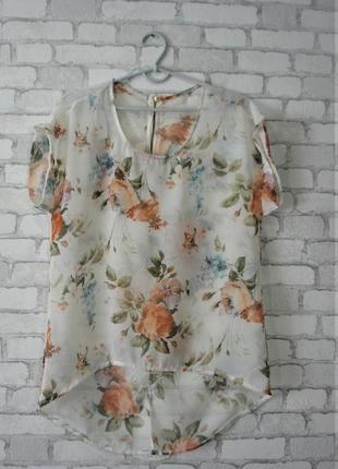 Стильна блуза з подовженою спинкою linen blend 46-48 р6 фото