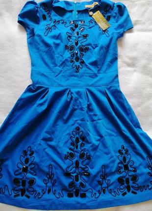 Интересное платье, цвет синий, новое, р. 40 (м, l)4 фото