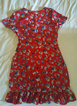 Нарядное короткое лёгкое летнее мини платье с воланом внизу-цветочный принт3 фото