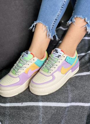 Женские кроссовки nike air force 1 shadow pale ivory,кроссовки найк аир форс  фиолетовый с оранжевым на платформе