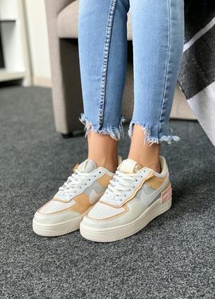 Женские кроссовки nike air force 1 shadow spruce aura,кроссовки найк аир форс аура белый с оранжевым демисезон1 фото