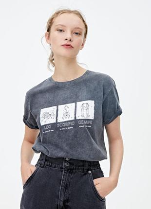 Футболка с притом спереди и сзади ✨pull&bear✨ созвездие знаки зодиака лев близнецы скорпион