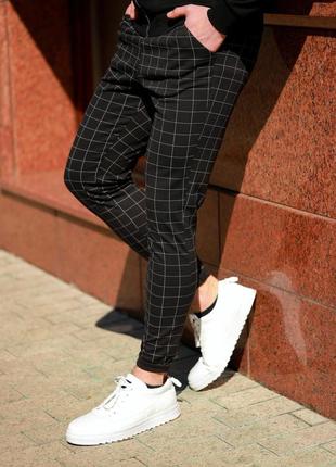 Штаны мужские в клетку, брюки черные, чоловічі штани