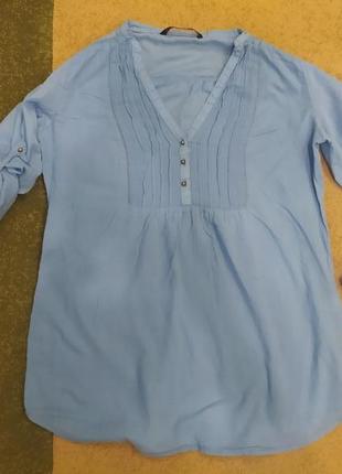 Блуза блузка рубашка голубая небесная с размер недорого