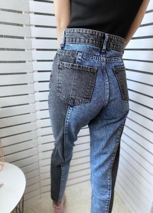 Джинси мом,  двоколірні / джинсы мом двухцветные с голубым3 фото