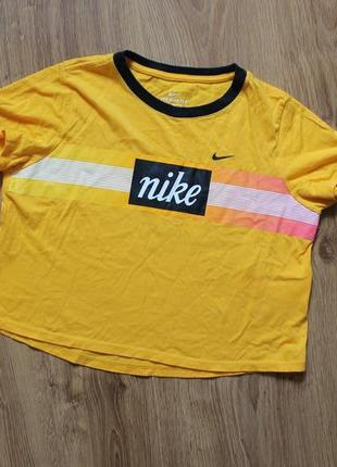 Невероятно крутой кроп топ футболка с большим лого sunset nike рост 146-156