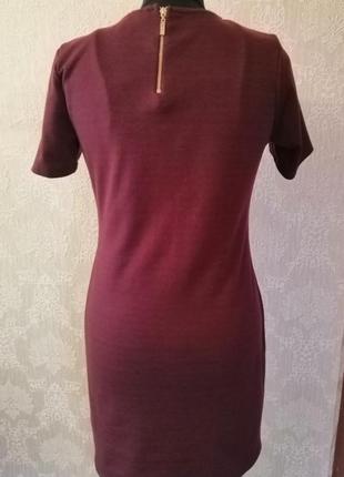 Бордовое трикотажное платье, цвет марсал2 фото