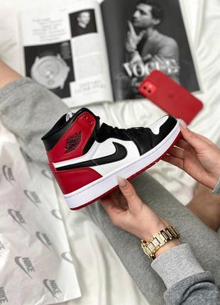 Мужские кроссовки nike air jordan 1 retro high red,найк аир джордан 1 ретро красный демисезон9 фото