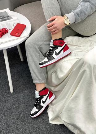 Мужские кроссовки nike air jordan 1 retro high red,найк аир джордан 1 ретро красный демисезон6 фото