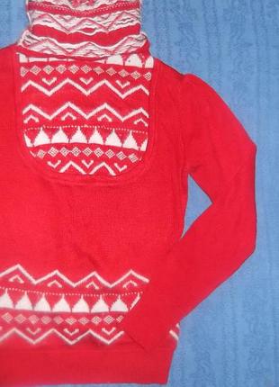 Светр червоний з візерунками 3