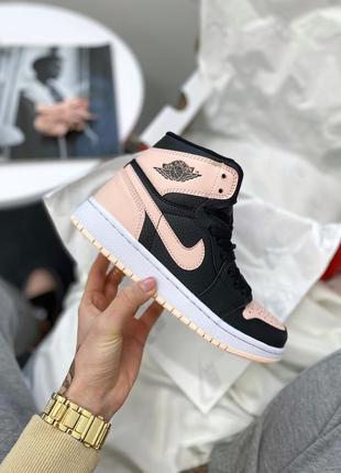 Женские кроссовки nike air jordan 1 retro high peach black,найк аир джордан 1 ретро персиковый с чёрным демисезон2 фото