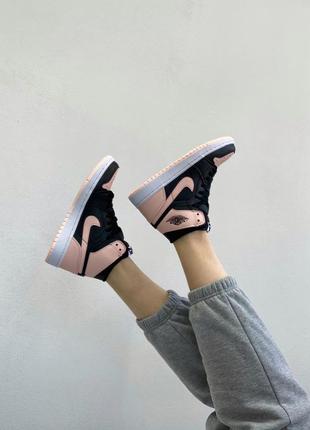 Женские кроссовки nike air jordan 1 retro high peach black,найк аир джордан 1 ретро персиковый с чёрным демисезон7 фото